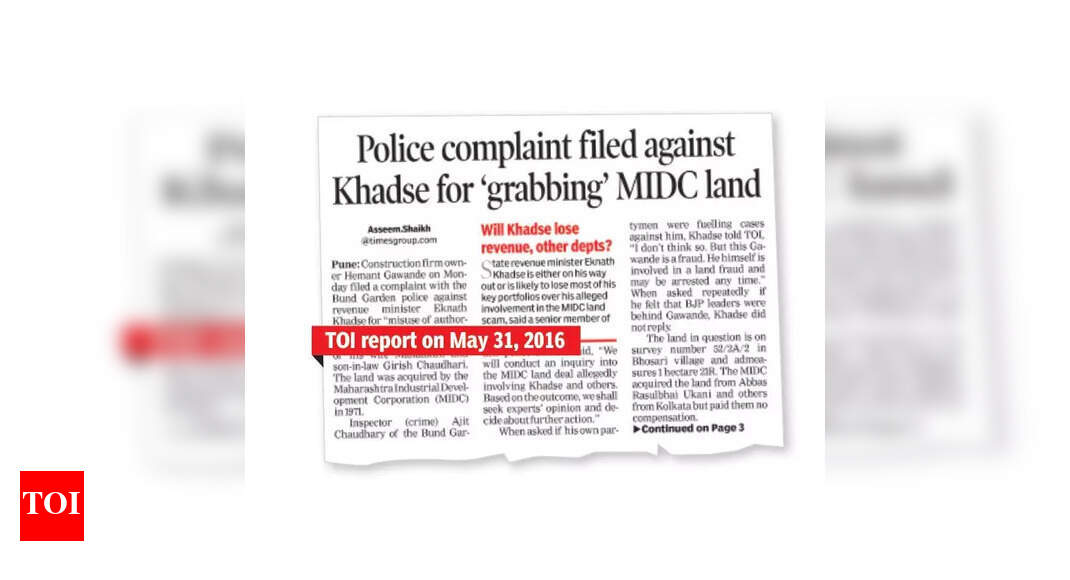 2016 च्या भोसरी सौद्यात खडसेंच्या विरोधात तक्रारदाराचे नाव बोपोडी एफआयआरमध्ये आहे